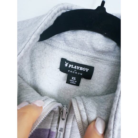 Playboy PacSun Sunset Half-Zip Sweatshirt XS Graphic Crewneck Mountain Y2K Retro - Picture 7 of 7
